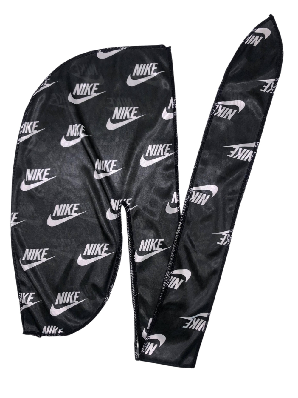 High Quality Custum Silky Black with White Logo Print Durag